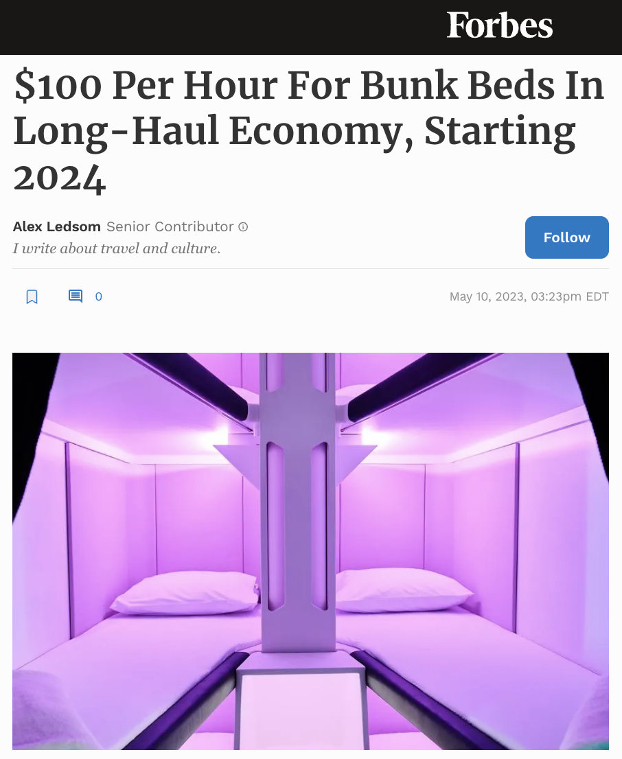 $100 Per Hour For Bunk Beds In Long-Haul Economy, Starting 2024