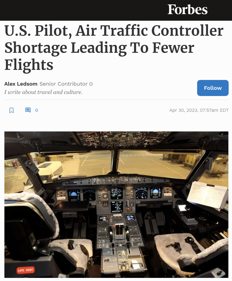 U.S. Pilot, Air Traffic Controller Shortage Leading To Fewer Flights