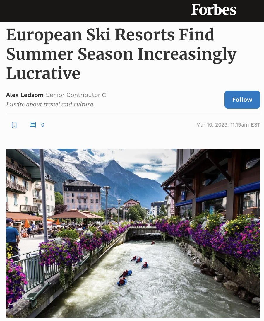 European Ski Resorts Find Summer Season Increasingly Lucrative