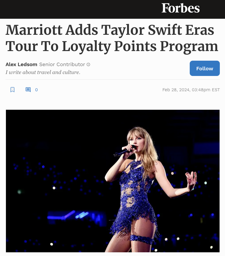 Marriott Adds Taylor Swift Eras Tour To Loyalty Points Program