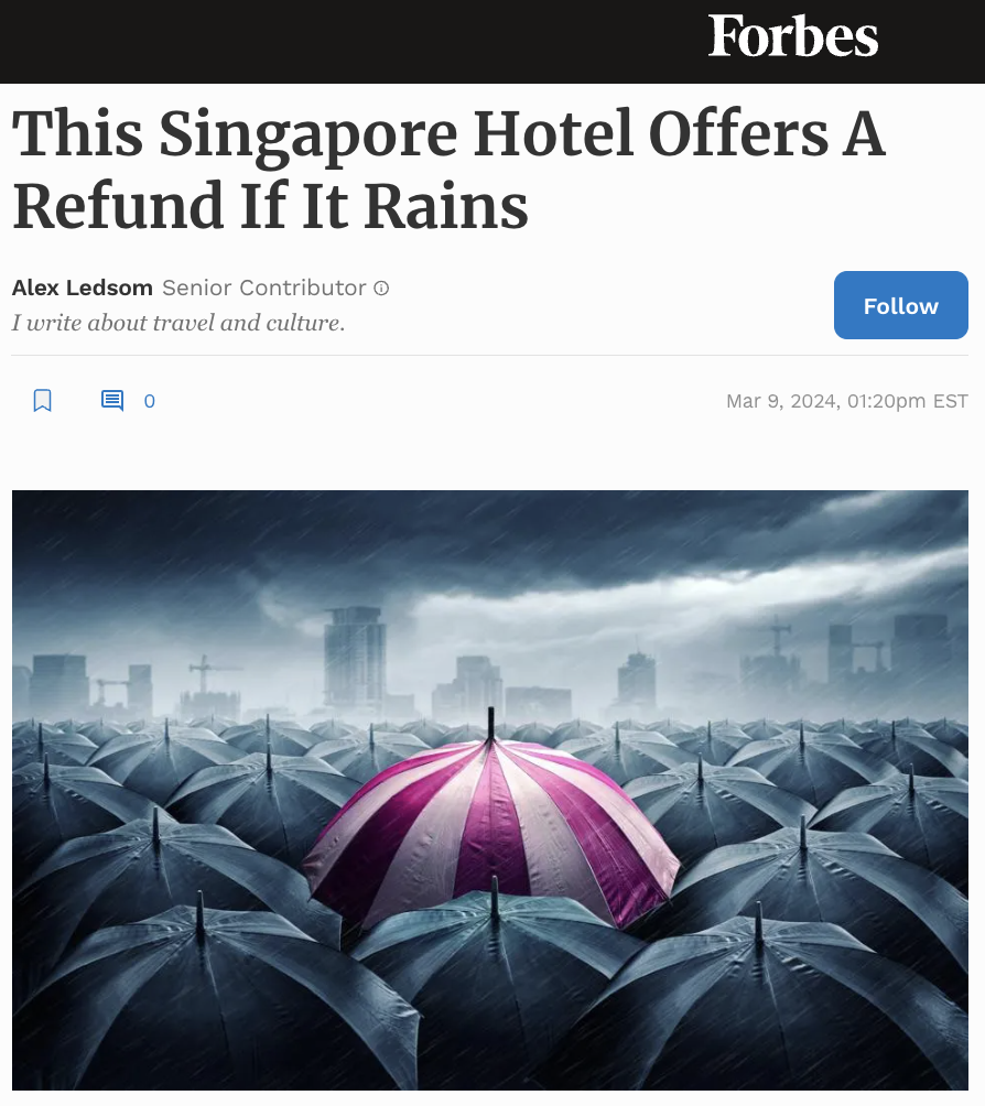 This Singapore Hotel Offers A Refund If It Rains