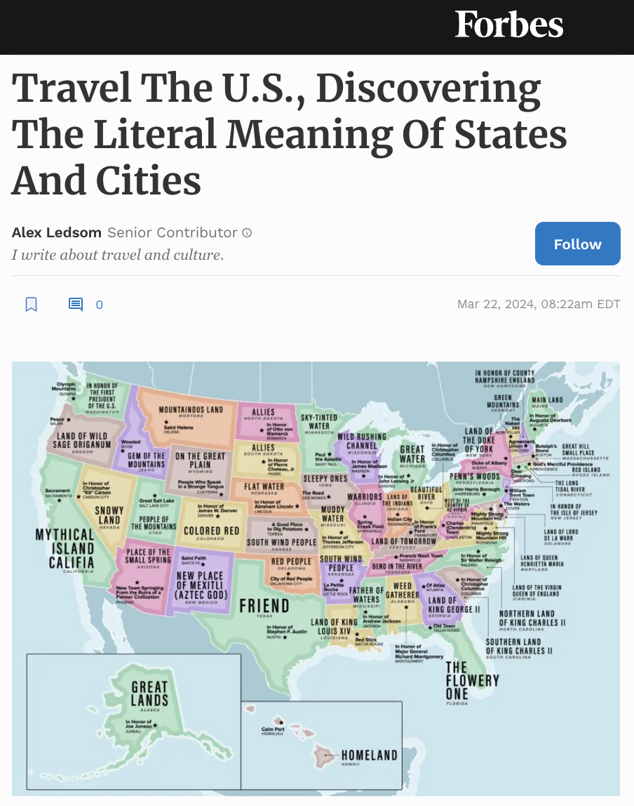 Travel The U.S., Discovering The Literal Meaning Of States And Cities