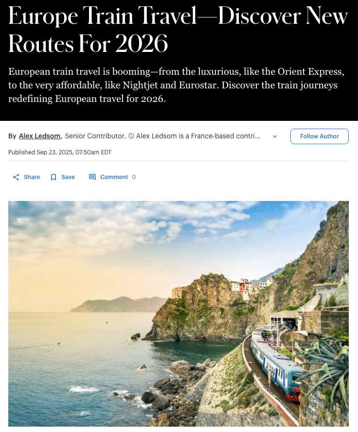Europe Train Travel—Discover New Routes For 2026