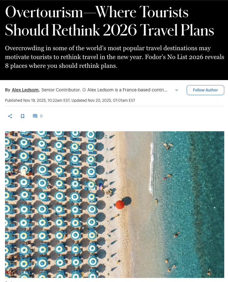 Overtourism—Where Tourists Should Rethink 2026 Travel Plans