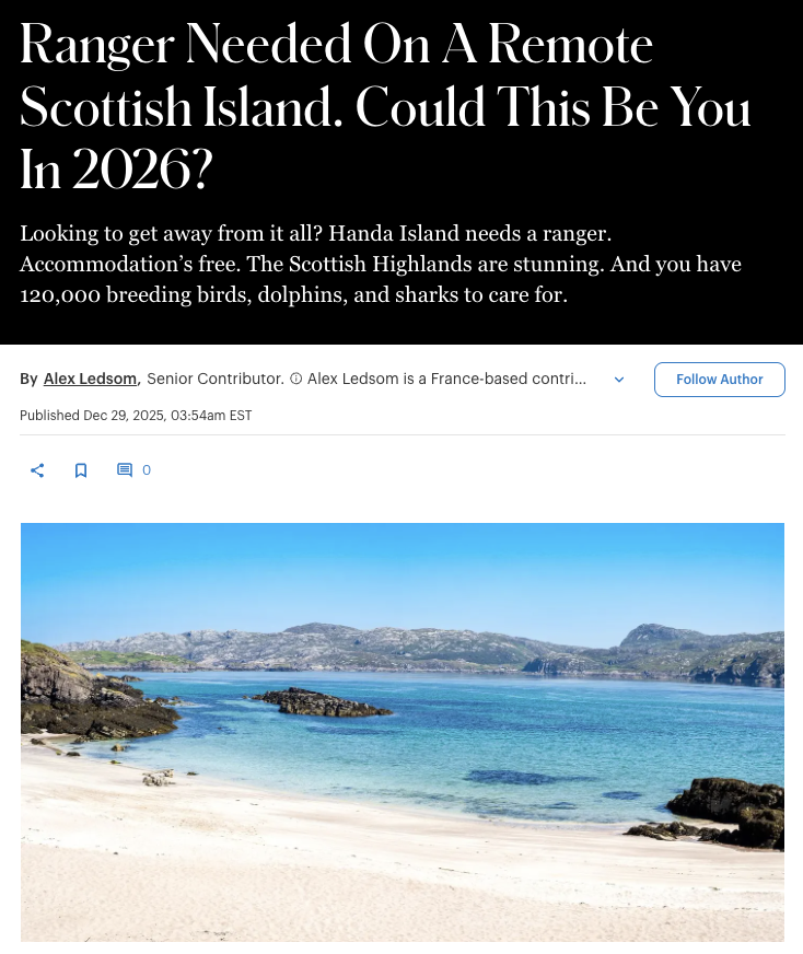 Ranger Needed On A Remote Scottish Island. Could This Be You In 2026?