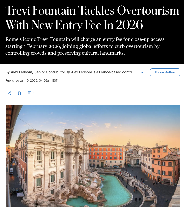 Trevi Fountain Tackles Overtourism With New Entry Fee In 2026