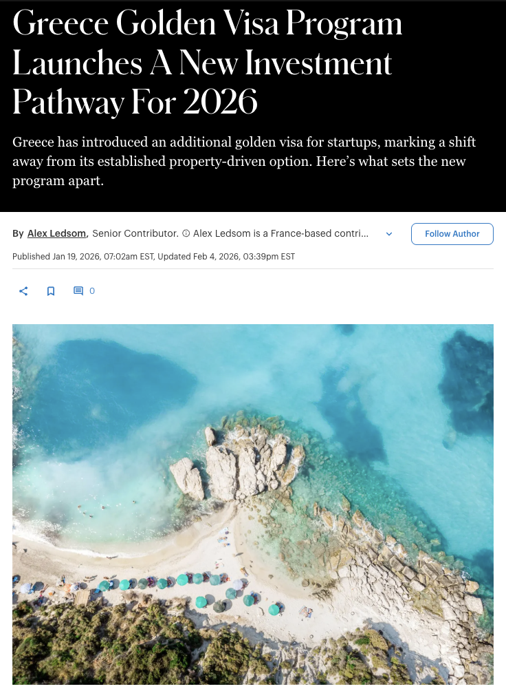 Greece Golden Visa Program Launches A New Investment Pathway For 2026