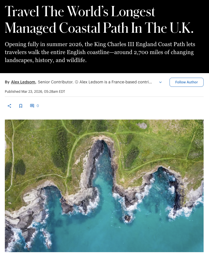 Travel The World’s Longest Managed Coastal Path In The U.K.