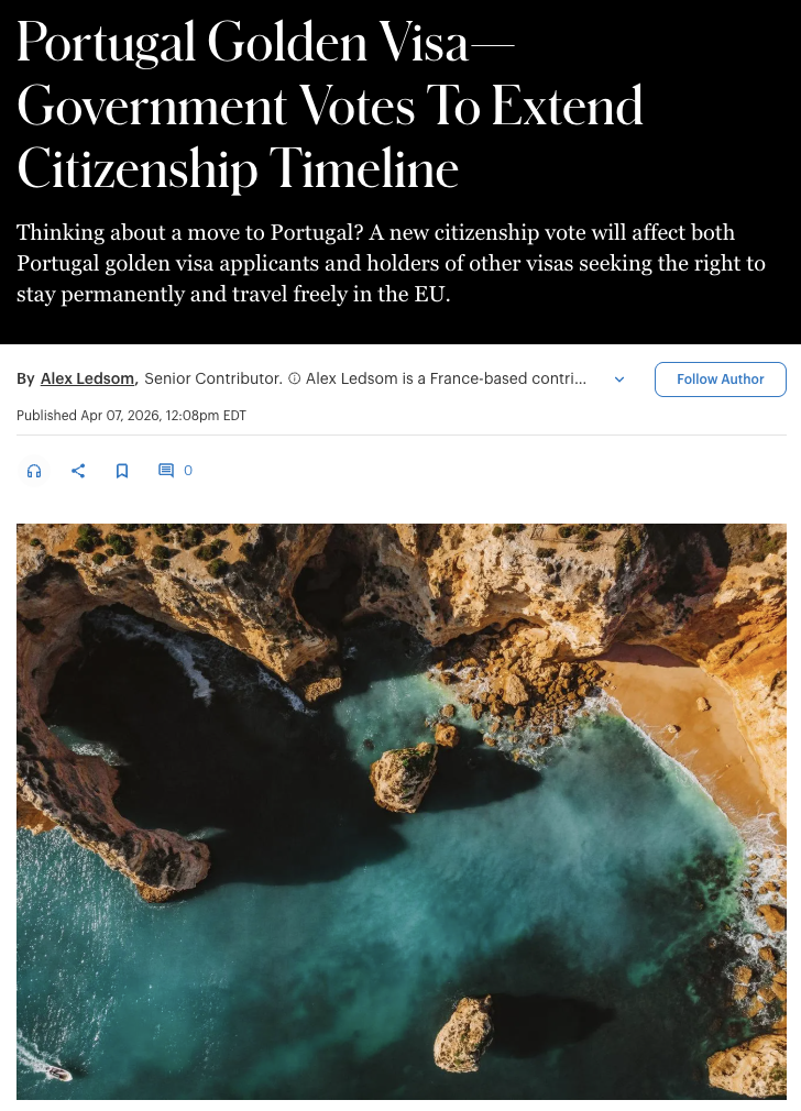 Portugal Golden Visa—Government Votes To Extend Citizenship Timeline