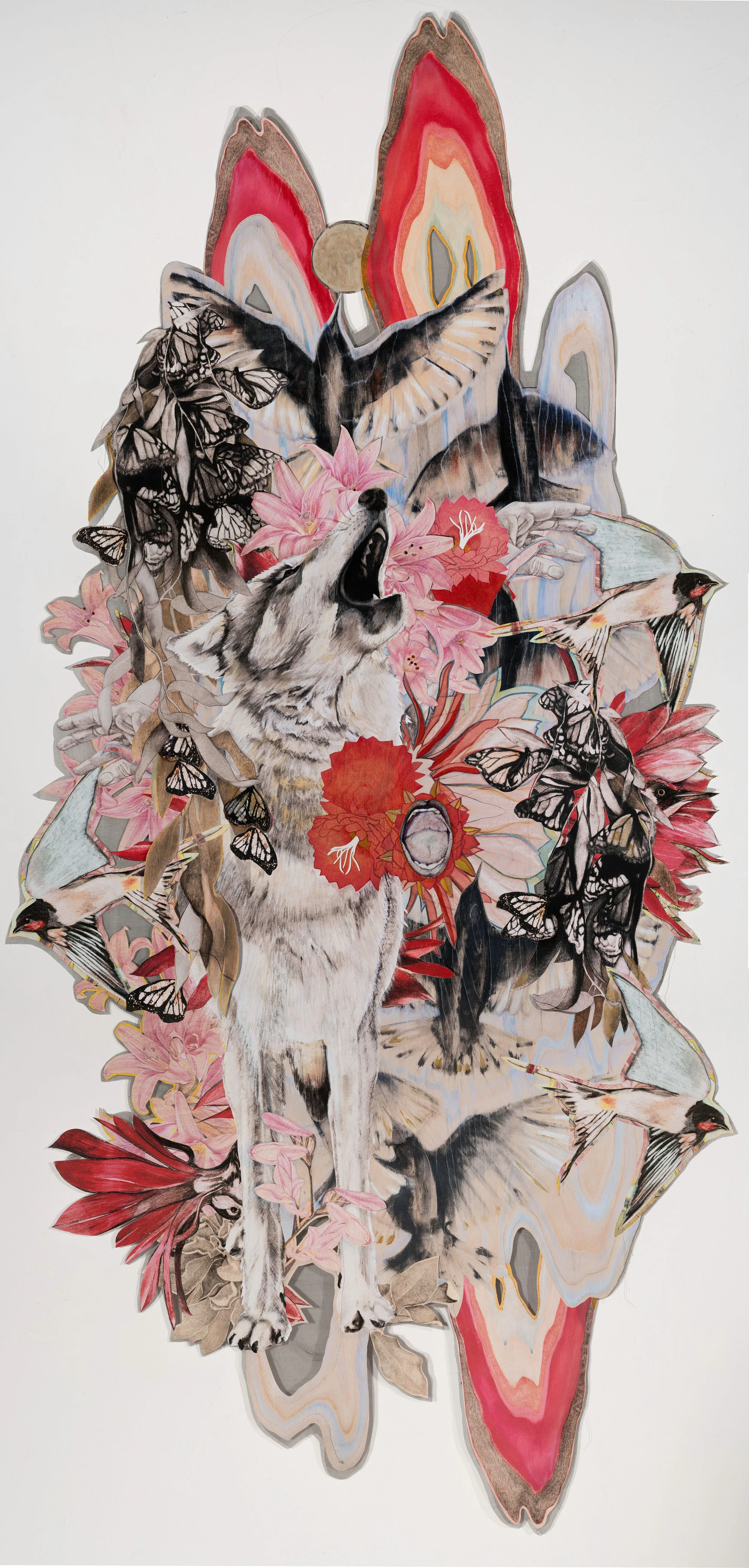 When All Flourishing is Mutual, Mixed Media Wall Hanging, 72in x 36in 