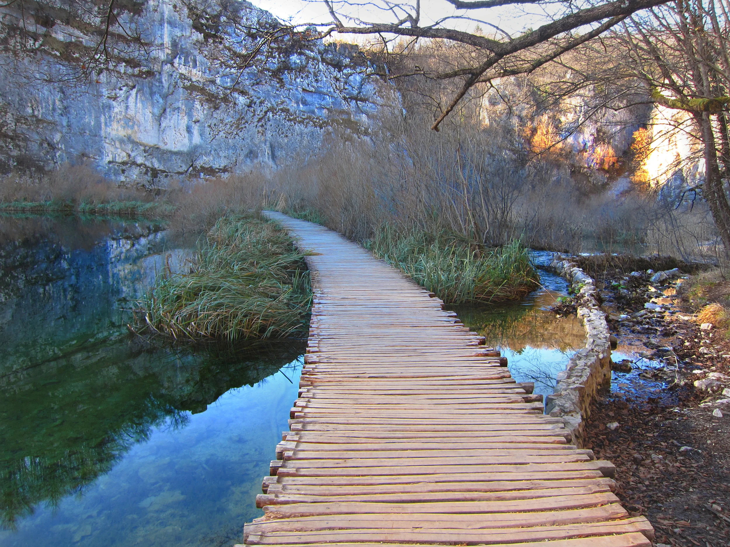 Wooden trail of Plitvice Lakes.