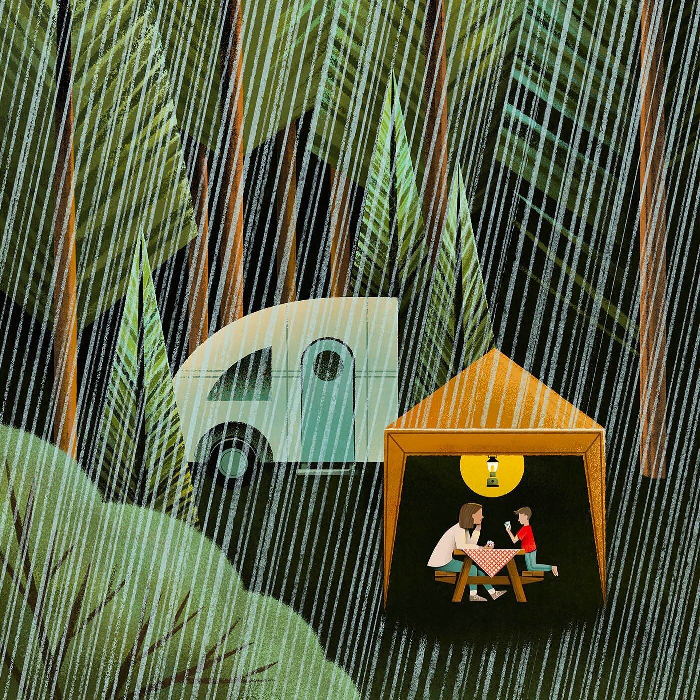 Sweet little moments 🌧️. Inspired by times with my mom and my son Bryce. Grandparents have a way of just making everything special ❤️ @borderleap #borderleap #illustrated #illustration #camping #rain #rainyday #illustrationartists #illustragram #app