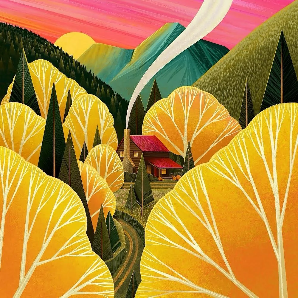 I&rsquo;m a spring and summer gal but the fall wins the award for best color (obviously) 🏆🌈🍁 @borderleap #illustration #illustrated #illustratorsoninstagram #illustragram #landscapeillustration #fall #fallillustration #october #octoberillustration