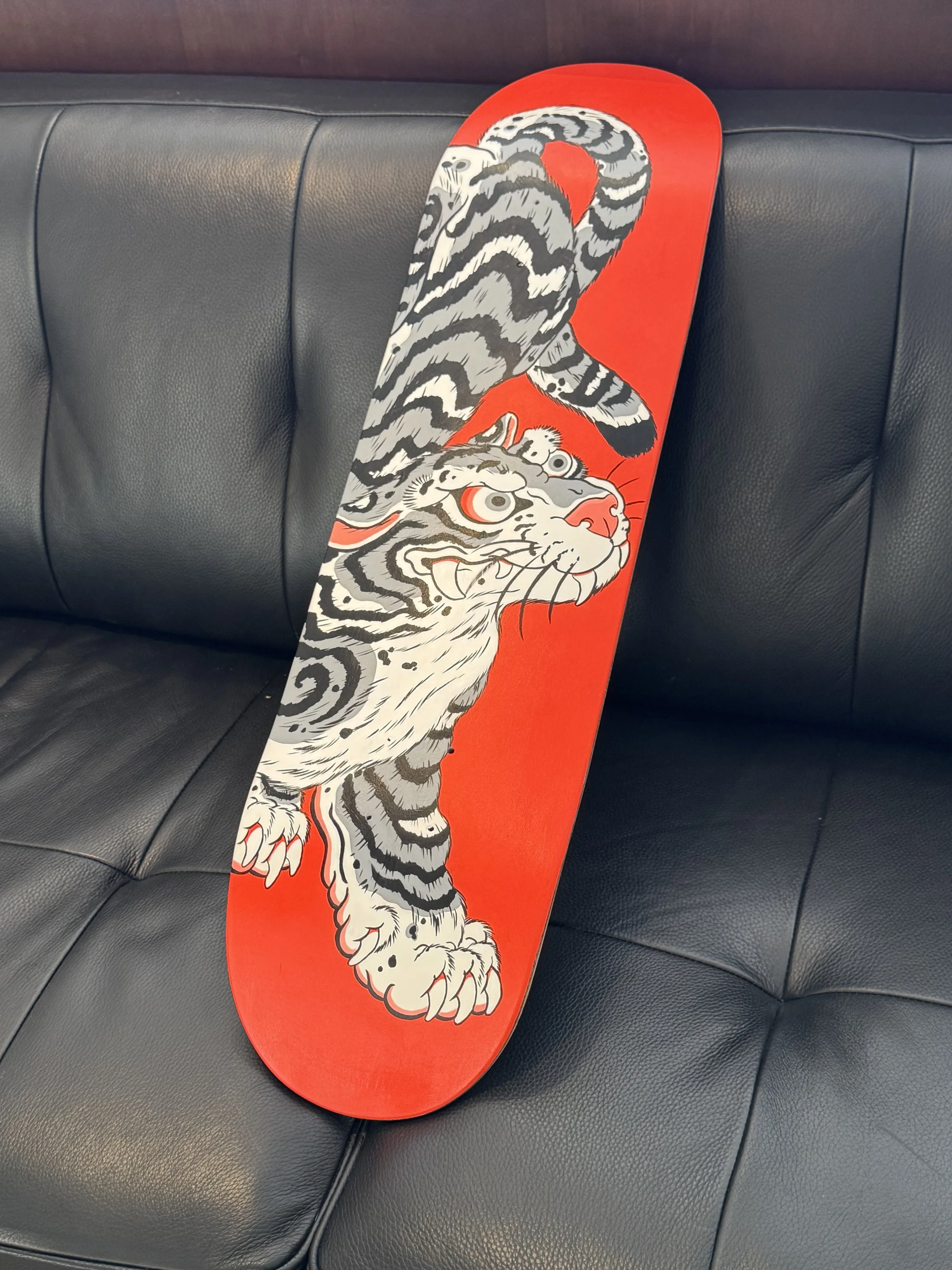 Tiger Skate Deck - Hand Painted by San Francisco tattoo artist, Cindy Maxwell .jpg