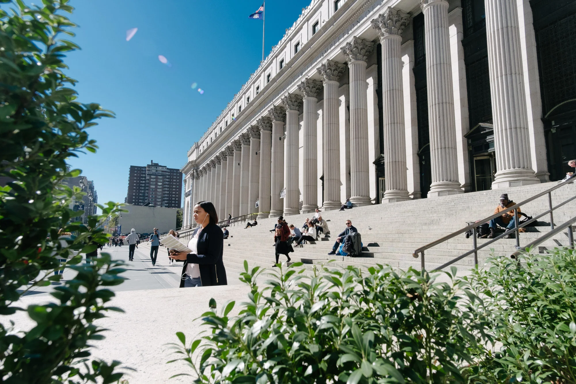 The steps of the post office in Midtown Manhattan. Fuji X-pro1, Rokinon 12mm f/2.