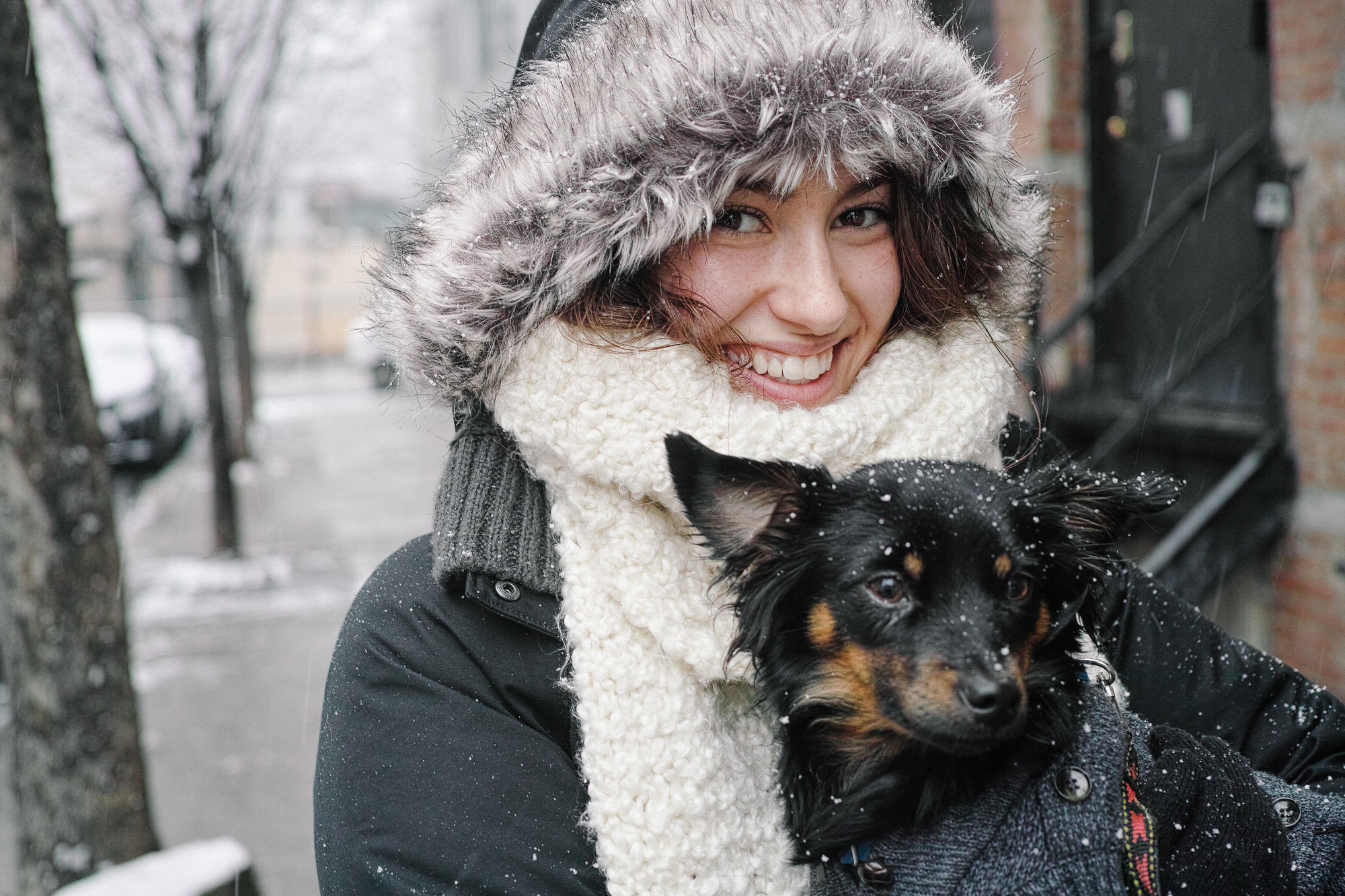 A girl and her dog in Williamsburg, Brooklyn. Sigma DP2 Merrill. 