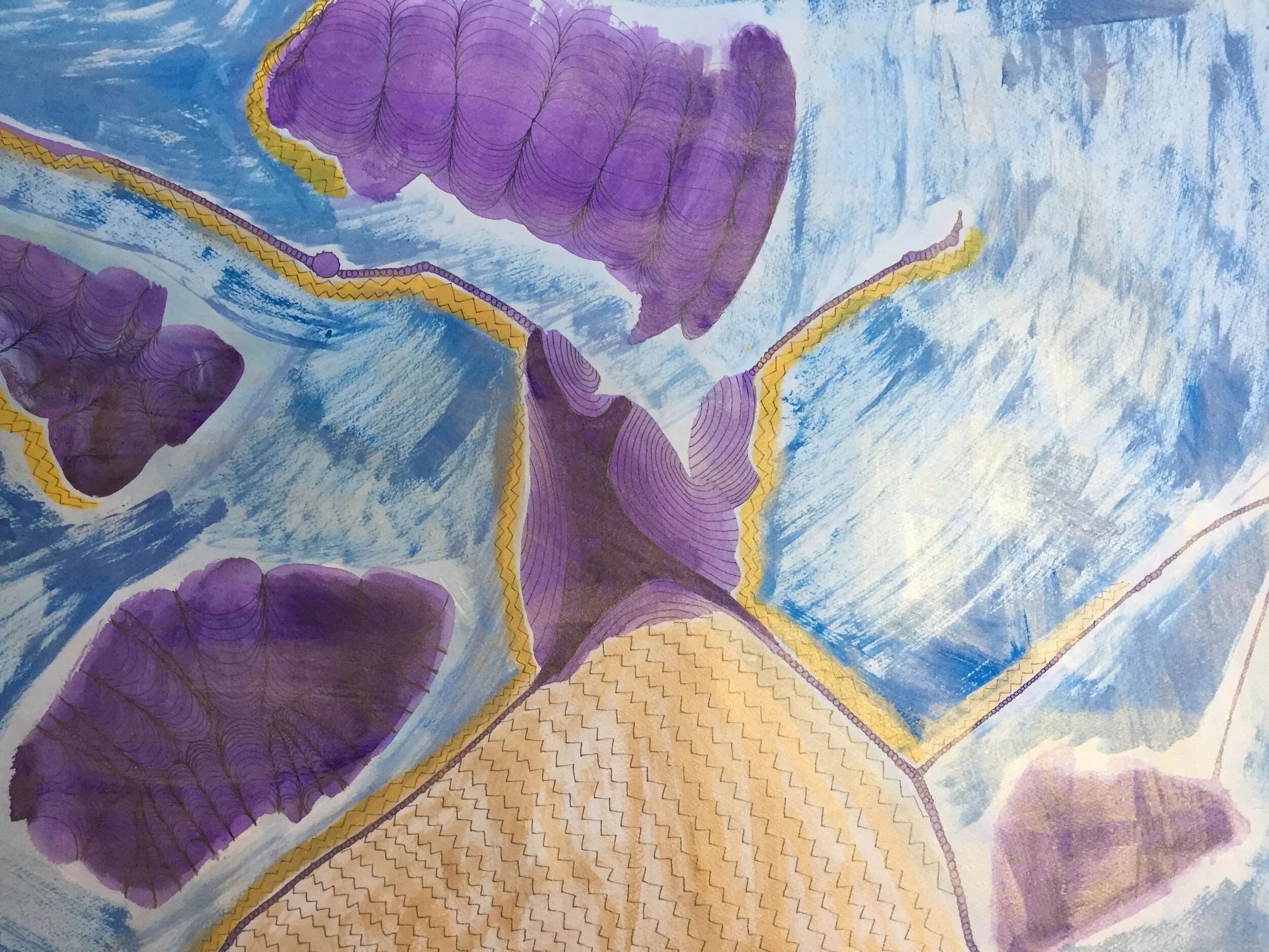 "Morphed" acrylic and pen on paper 27 x 35 $1,100 FRAMED