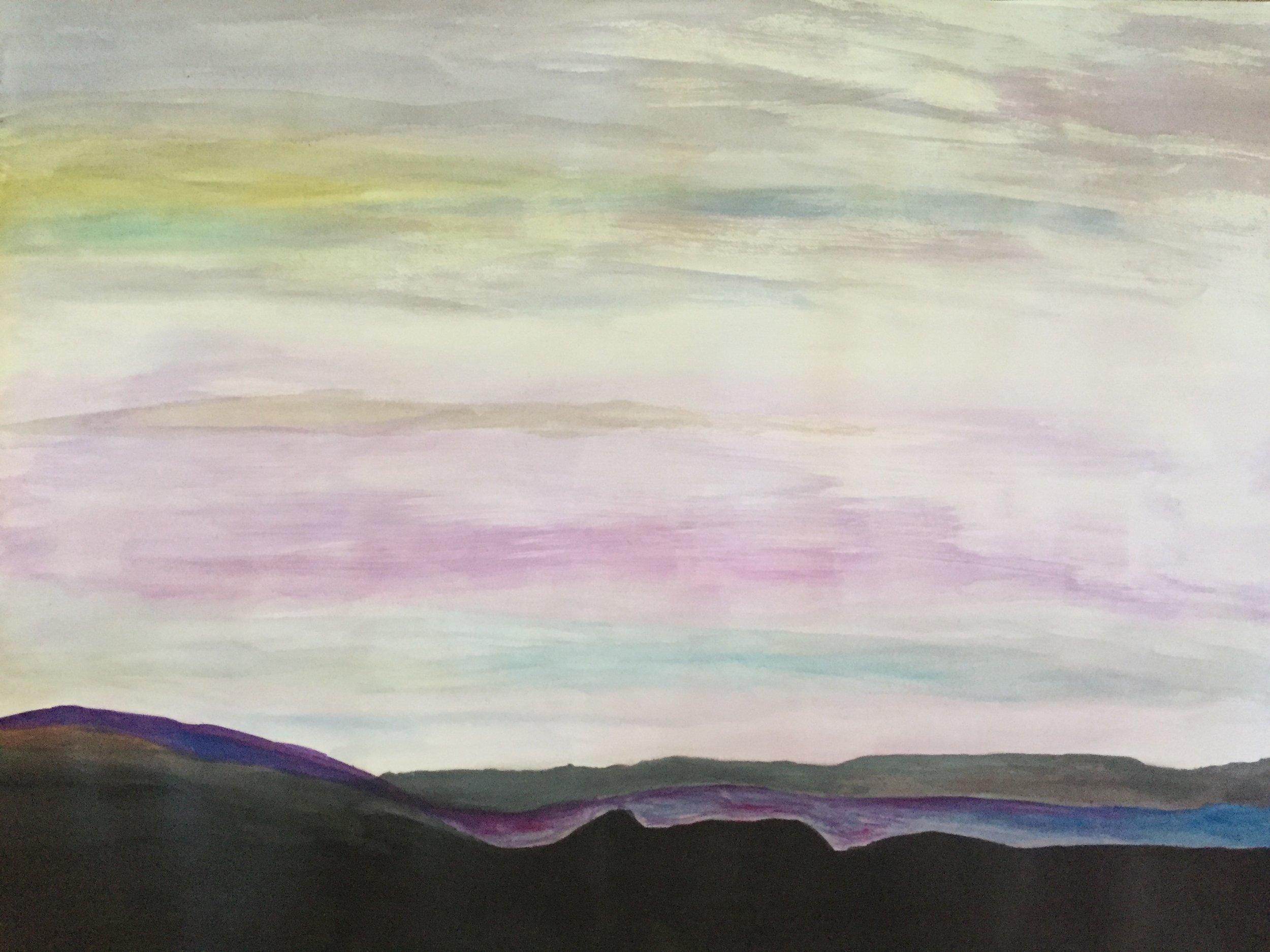 "Landscape" acrylic on paper 27 x 35 Framed $1100