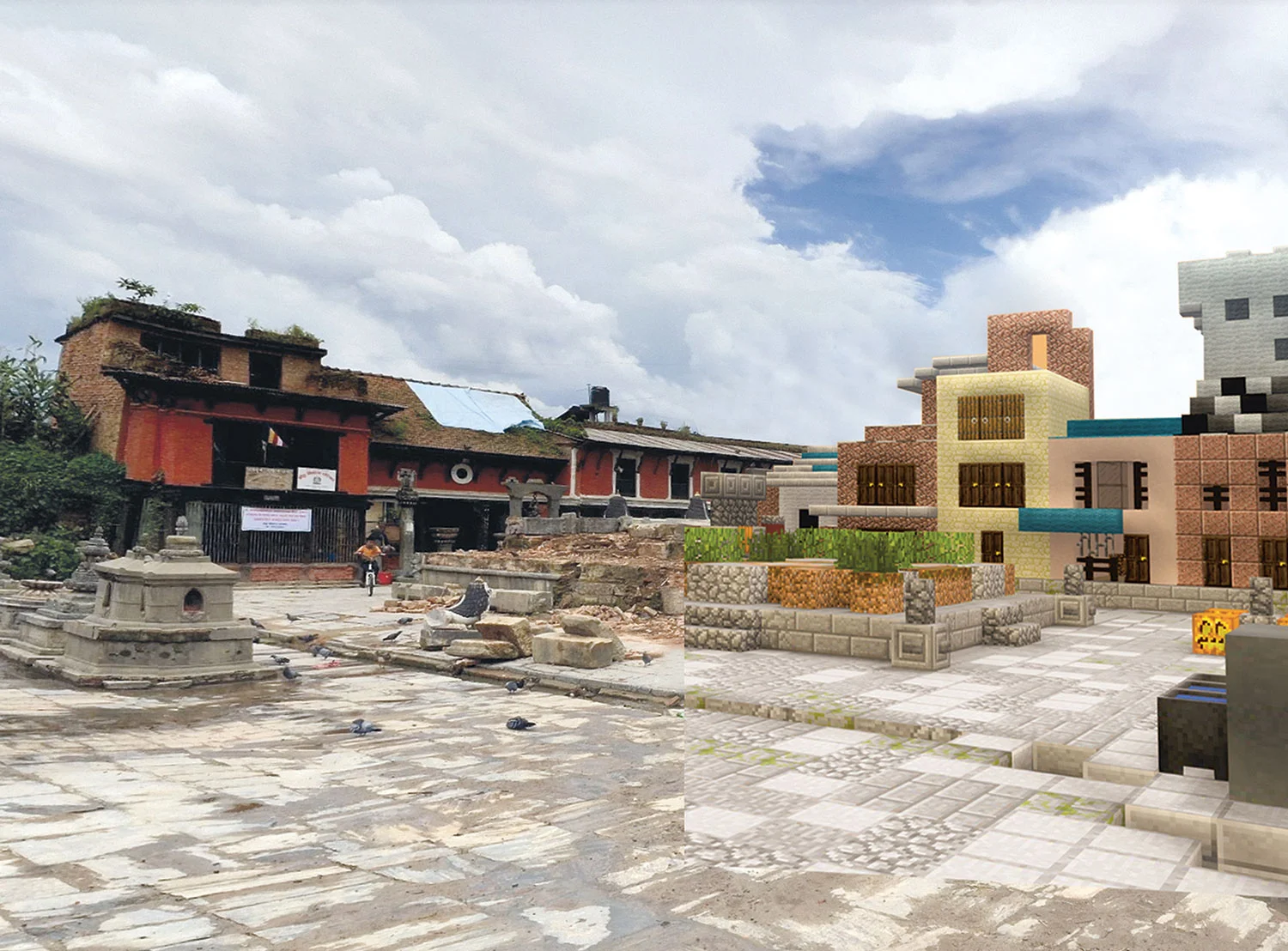 In response to the 2015 earthquake in Nepal, which destroyed the Rato Machhendranath Temple, UN-Habitat ran a Block by Block workshop to reimagine the space using Minecraft.