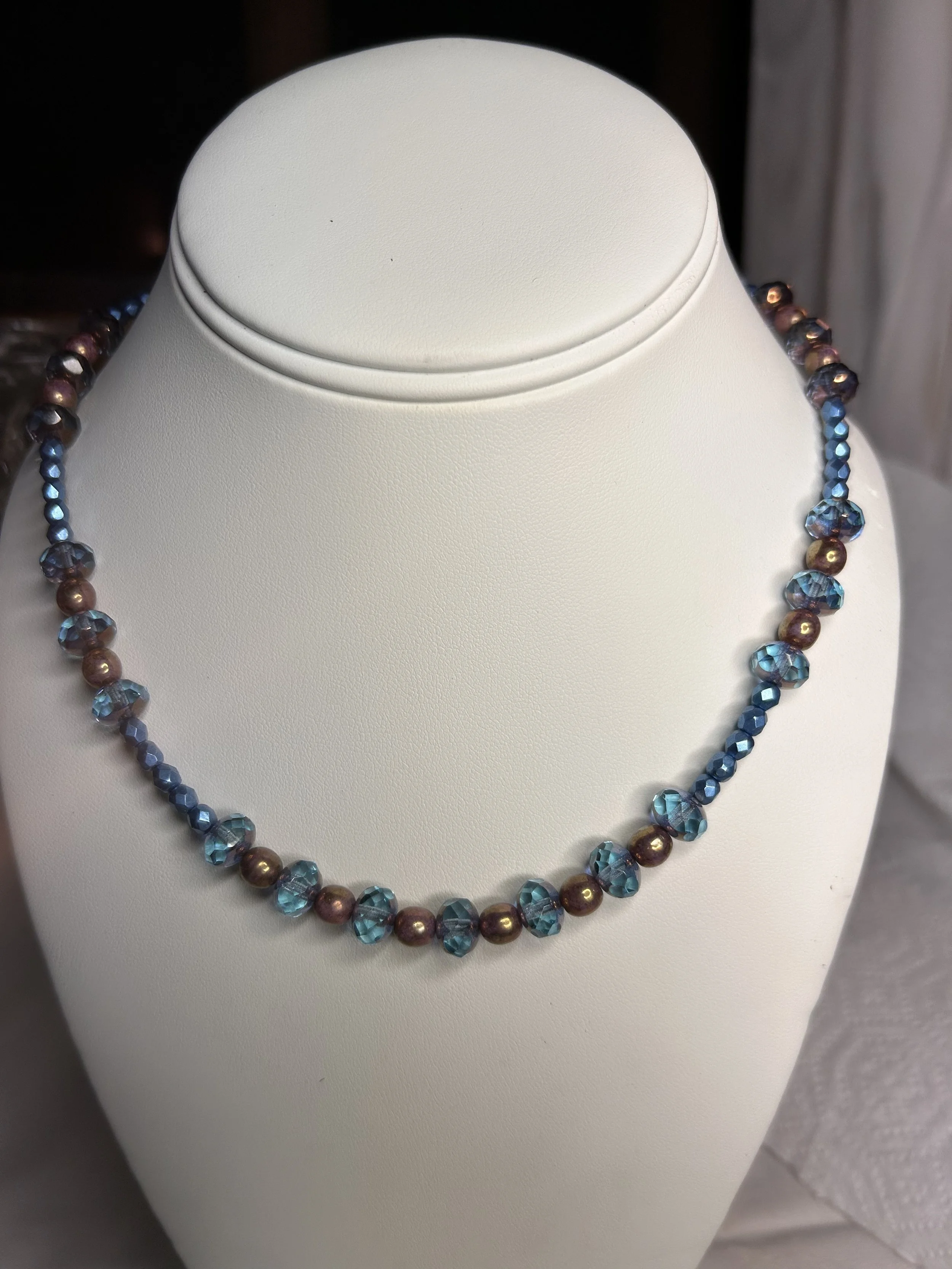 Blue Chalcedony with flowers.