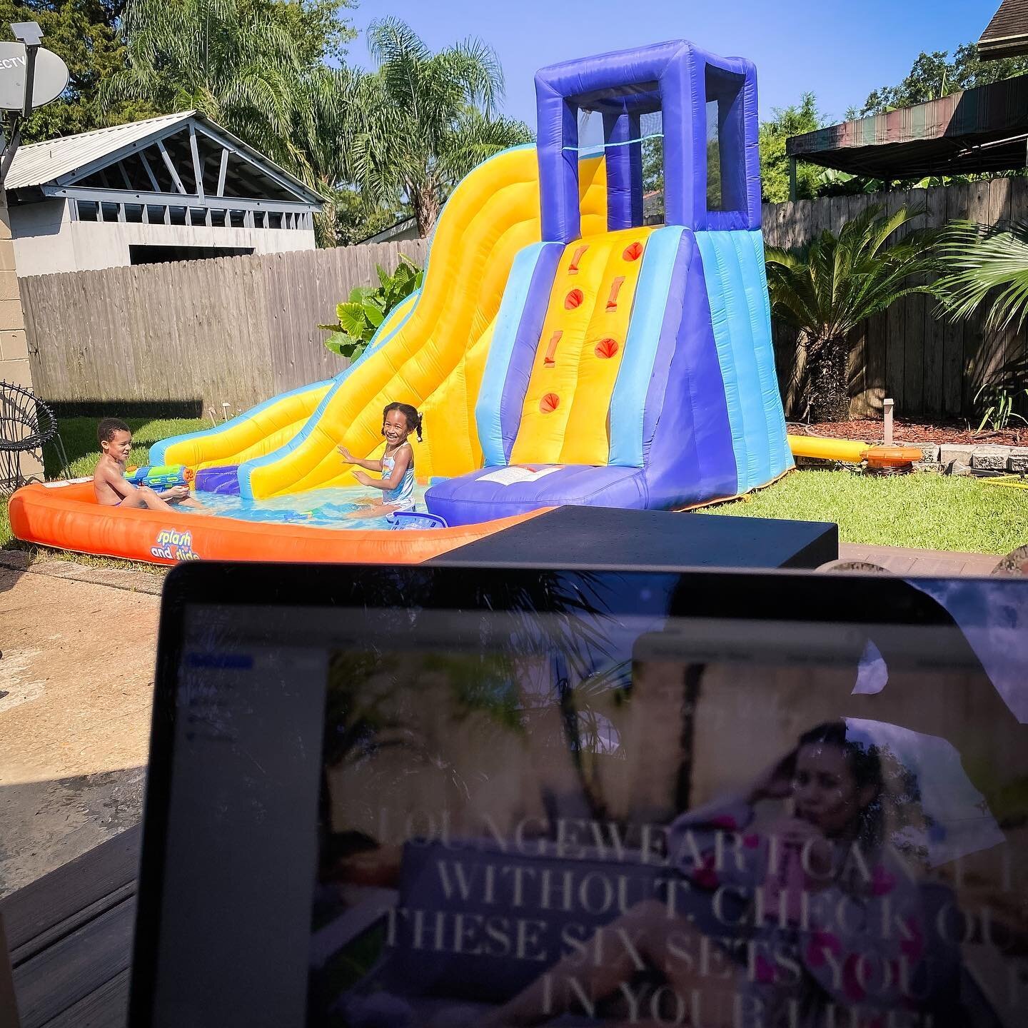 #fakefall strikes again. Oh well, since it&rsquo;s hot as you know what, we pulled out the slide for the kids. Taking advantage while we can. I hope everyone is having a relaxing Sunday. I&rsquo;m currently updating my blog and marinating salmon. wis