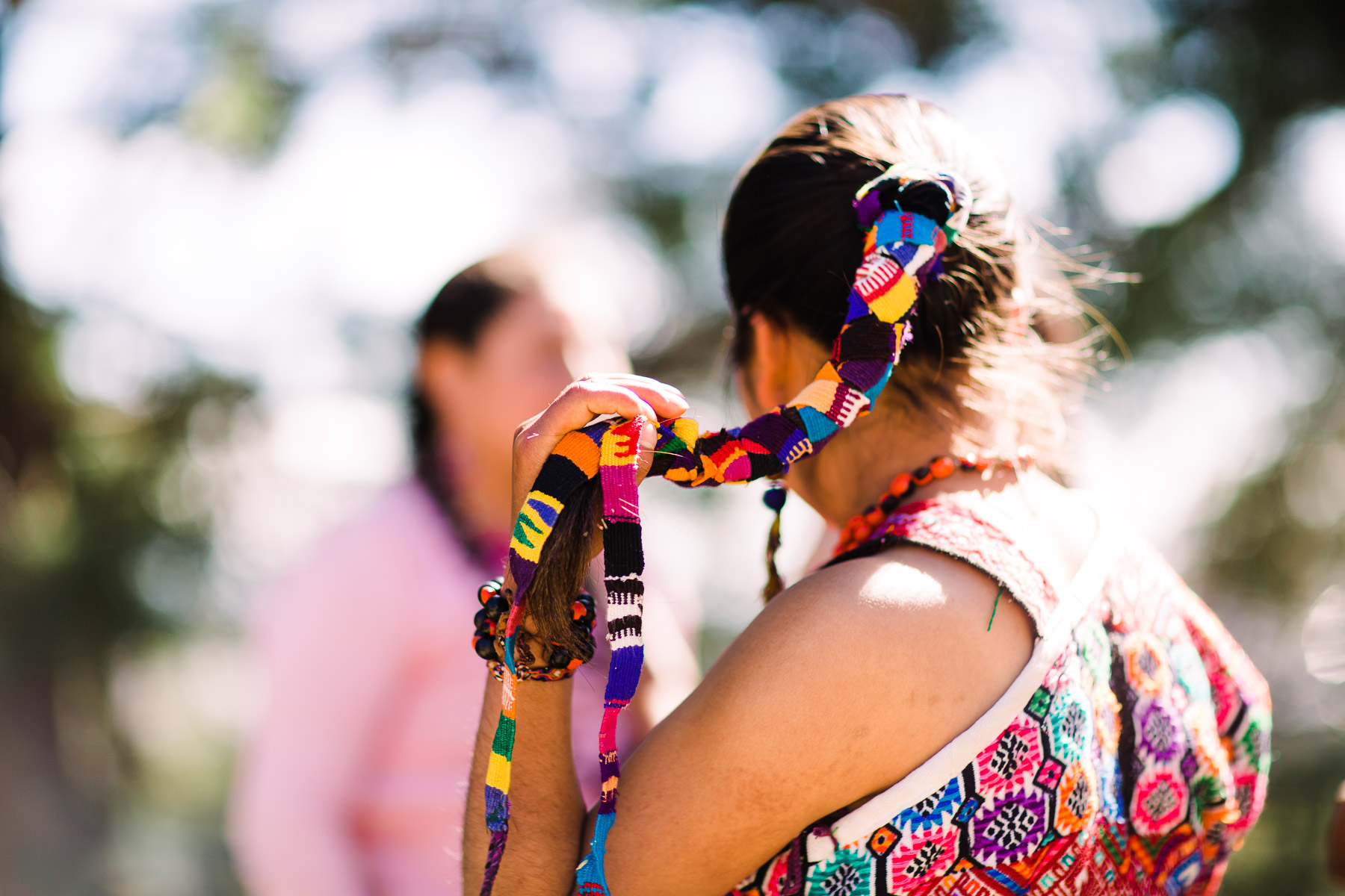Moloj Wa’ix Ejqalem performance preparation colorful hair tie