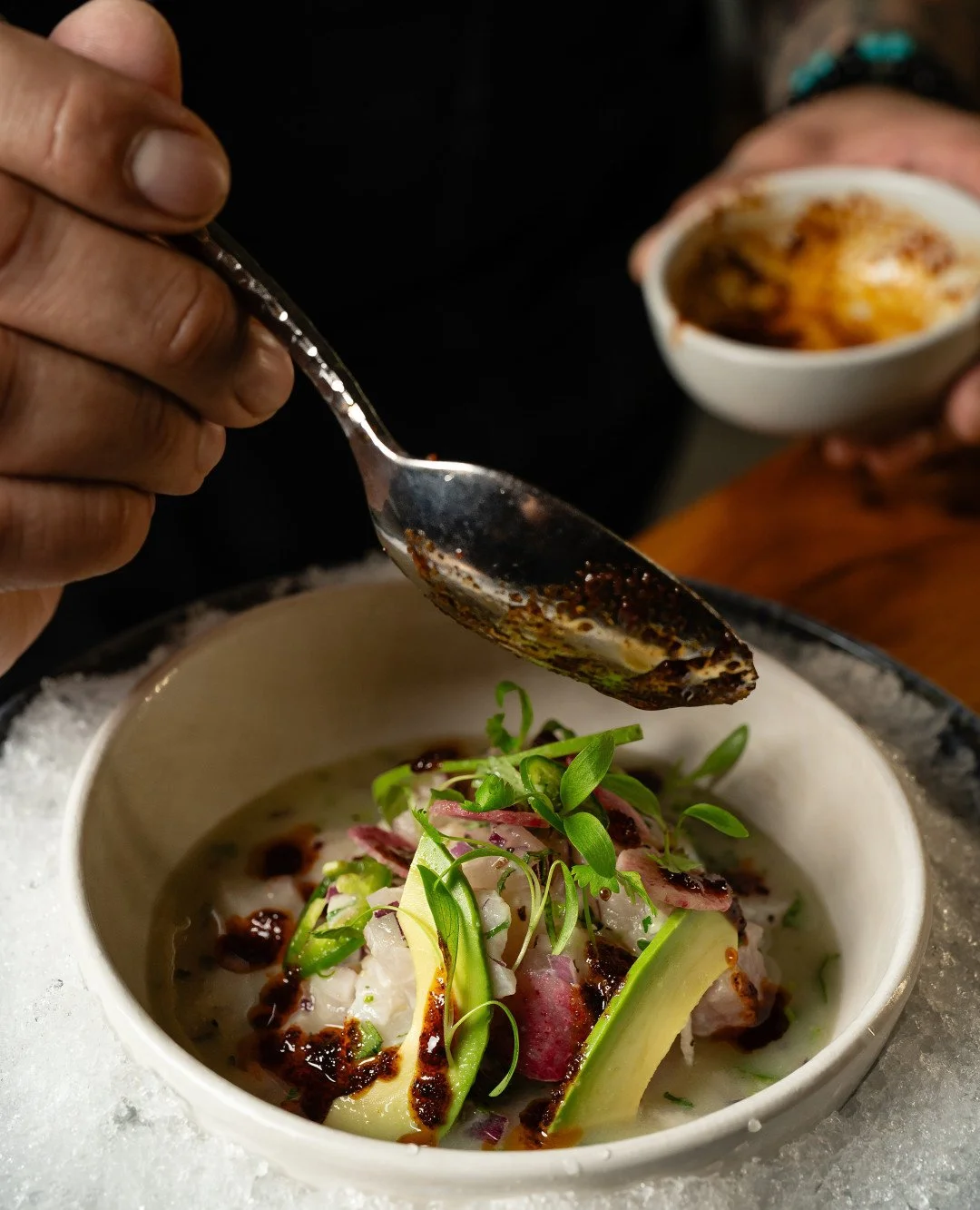 Bright, fresh, and full of flavor. Our Red Snapper Ceviche hits with citrus, heat, and the perfect crunch! 🥑