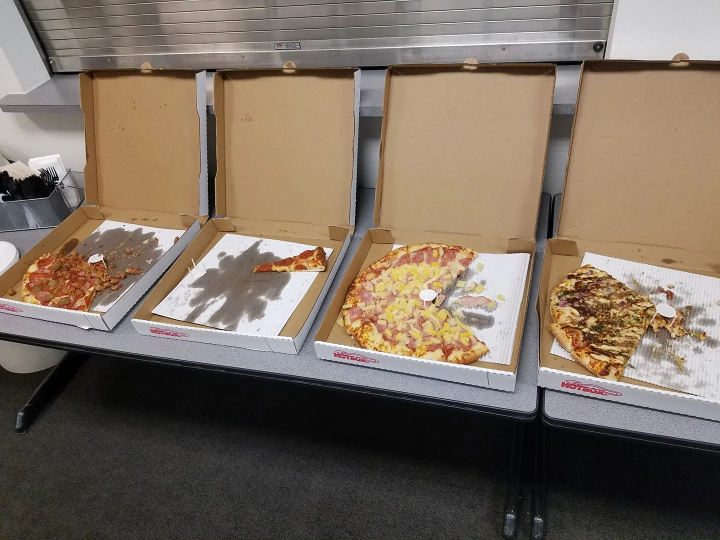 March 29th, 2018 office party. This isn't the end of the party, this is five minutes in. Look at this atrocity. Tell me it ever goes differently than this, I dare you.