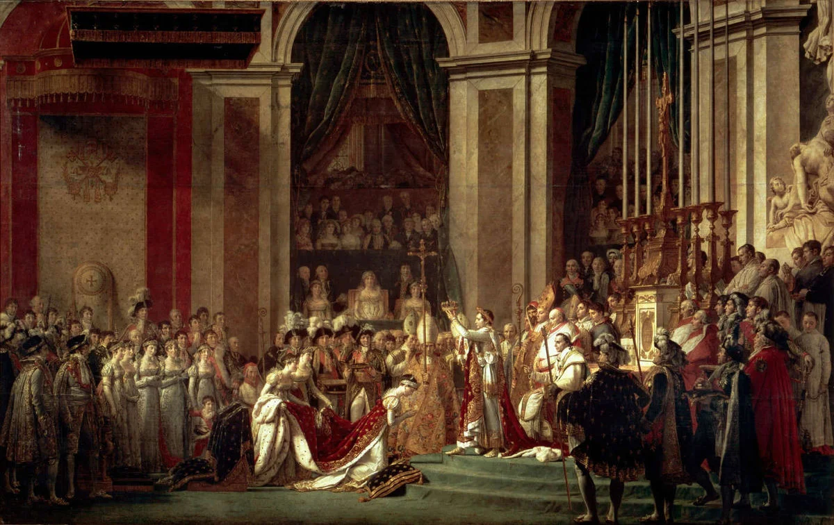 La consagración (en francés Le Sacre de Napoleón) es una pintura de Jacques-Louis David, pintor oficial de Napoleón Bonaparte realizada entre 1805 y 1808. El cuadro tiene unas impresionantes dimensiones de 629 x 979 cm y se conserva en el Museo del Louvre de París, Francia, si bien existe una réplica posterior en el Palacio de Versalles. La coronación y la consagración tuvieron lugar en Notre Dame de París, una manera para Napoleón de poner de manifiesto que era un hijo de la Revolución: designaba la capital como el centro político, administrativo y cultural de Francia.