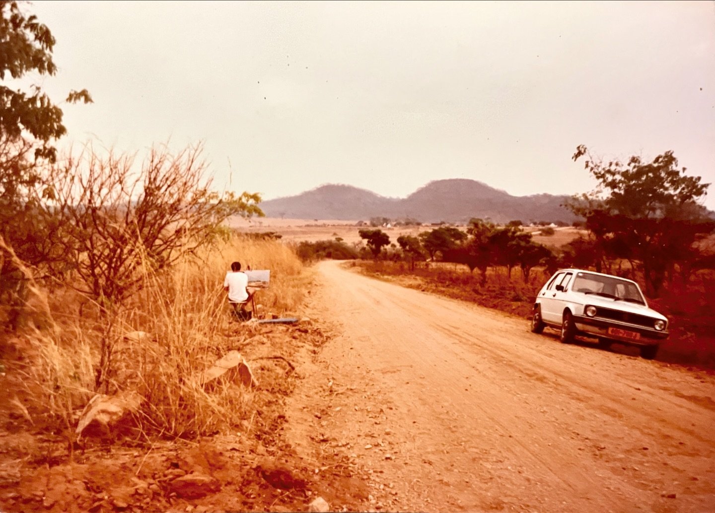Back in the day!  Guessing around &lsquo;81, Raffingora Plein Aire moment.  On the road somewhere near the Vaughan Davis&rsquo; farm. #pleinairpainting #craigbone #craigboneartist #landscape #olddays