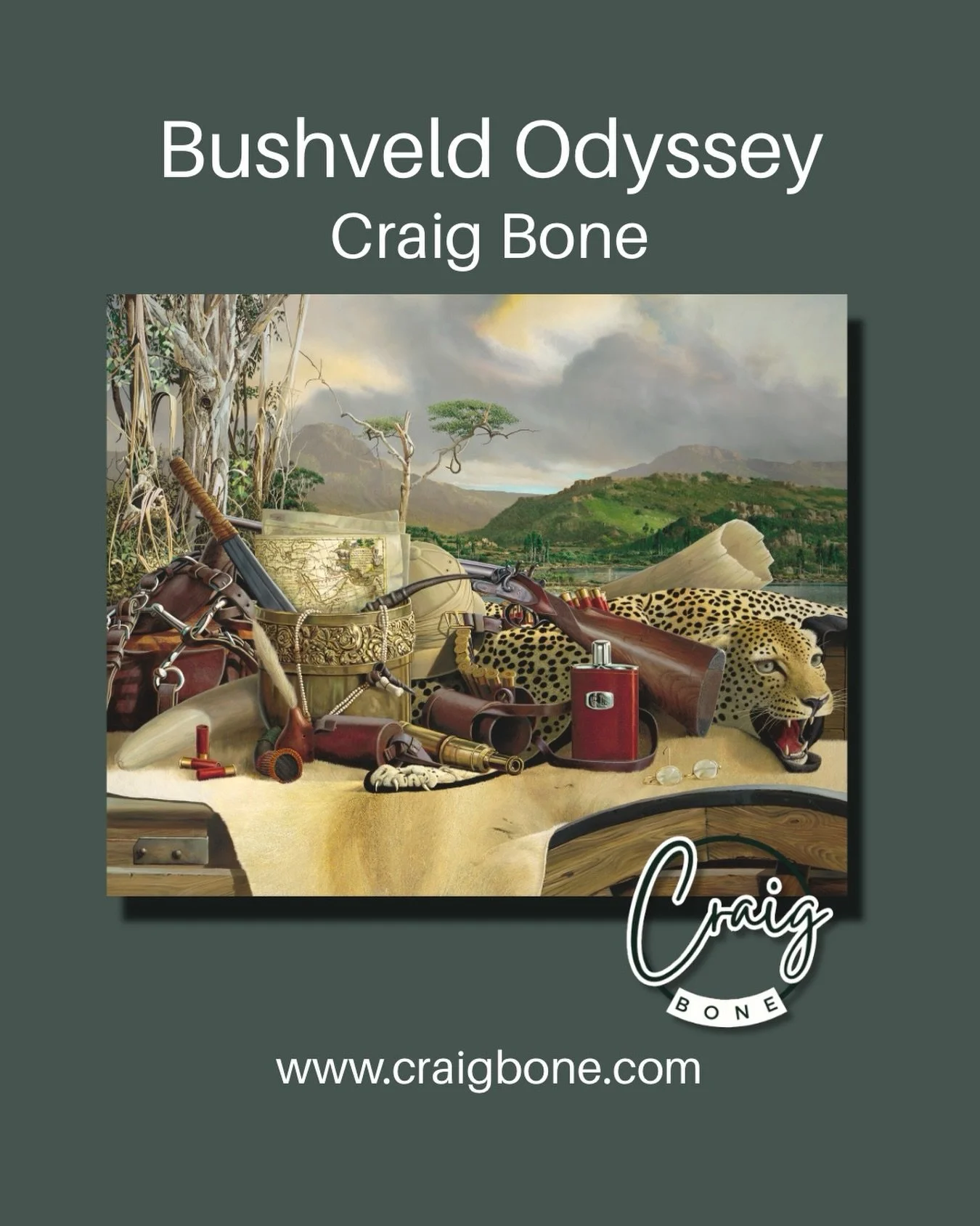 Bushveld Odyssey. Another in a series of four large oil paintings of Craig&rsquo;s.  All these paintings depicting an old time safari of his imagination, where things were slower, more luxurious and genteel. .
.
.
.
 #africansafari. #LuxurySafari #Wi