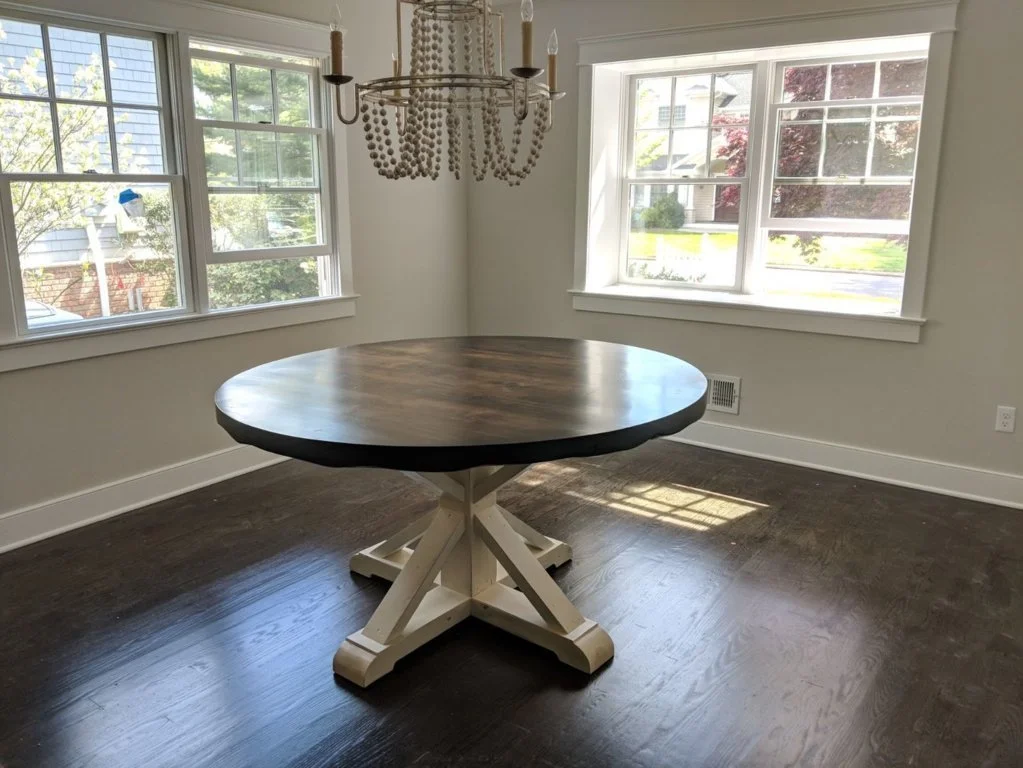 Farm table with wooden base