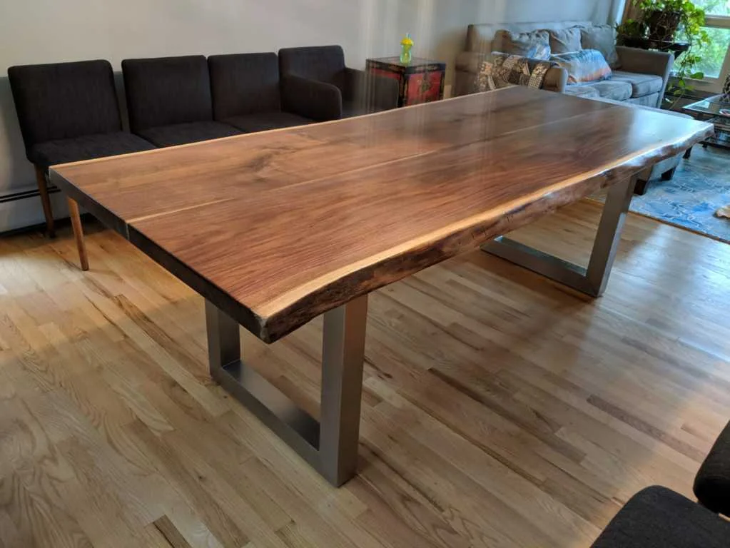 Live edge walnut table and custom base