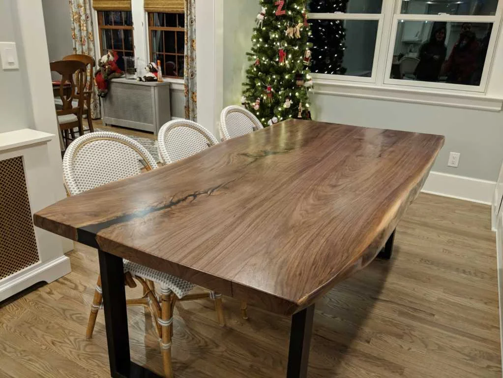 Beautiful black walnut slab table made for a great client in West Caldwell NJ