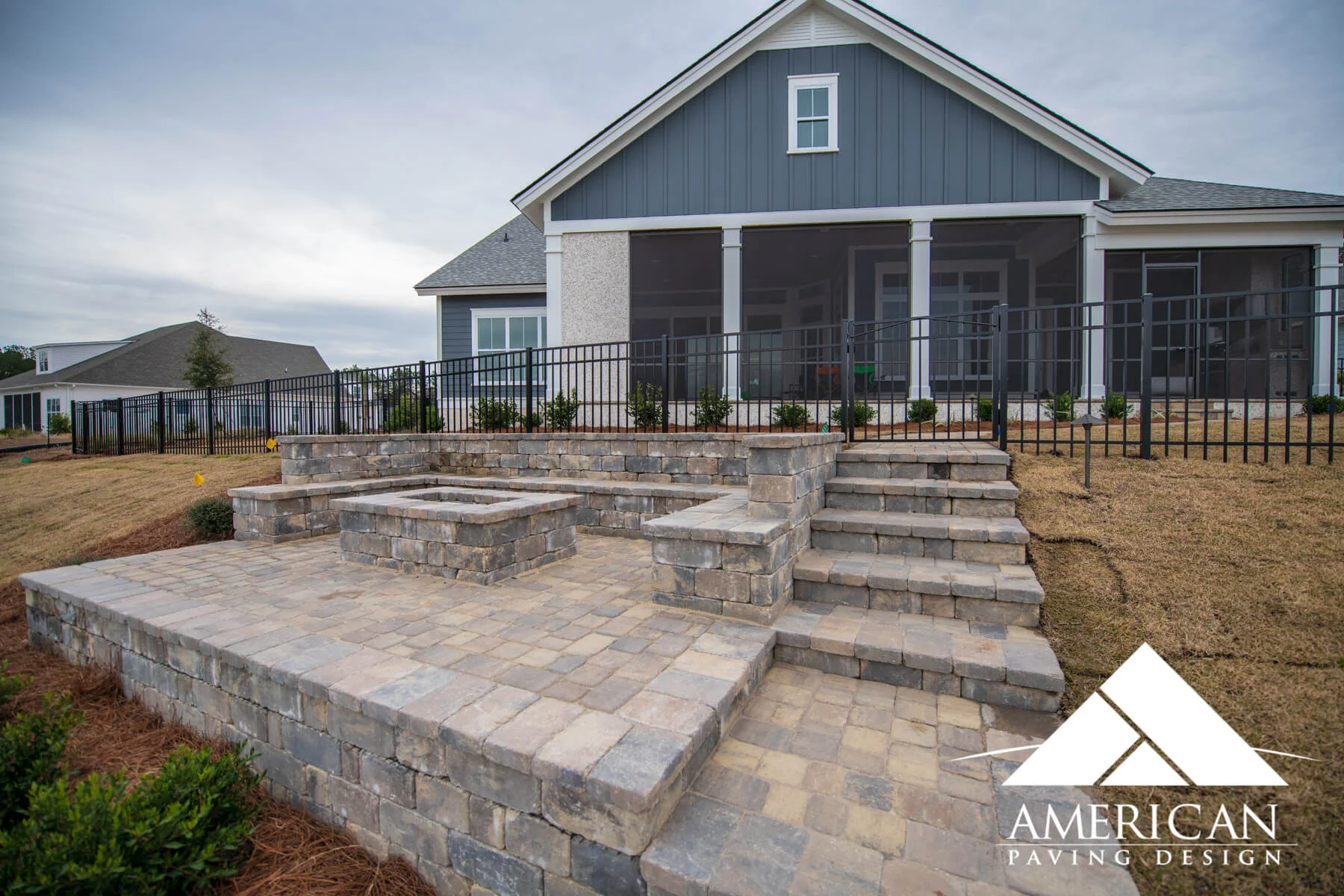 Backyard Paver Patio With Wall Block - Bluffton,SC