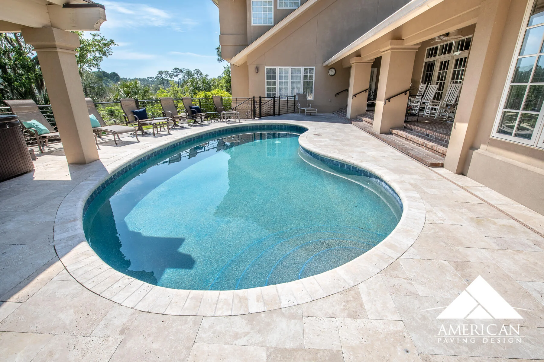 Pool Deck Travertine - Savannah, GA
