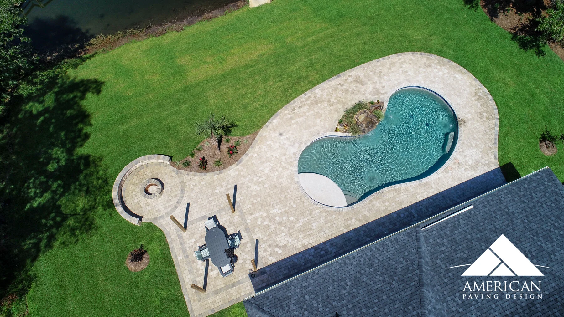 This backyard transformation is a BEAUTY! This paver pool deck was installed and designed for relaxation, durability & appeal!