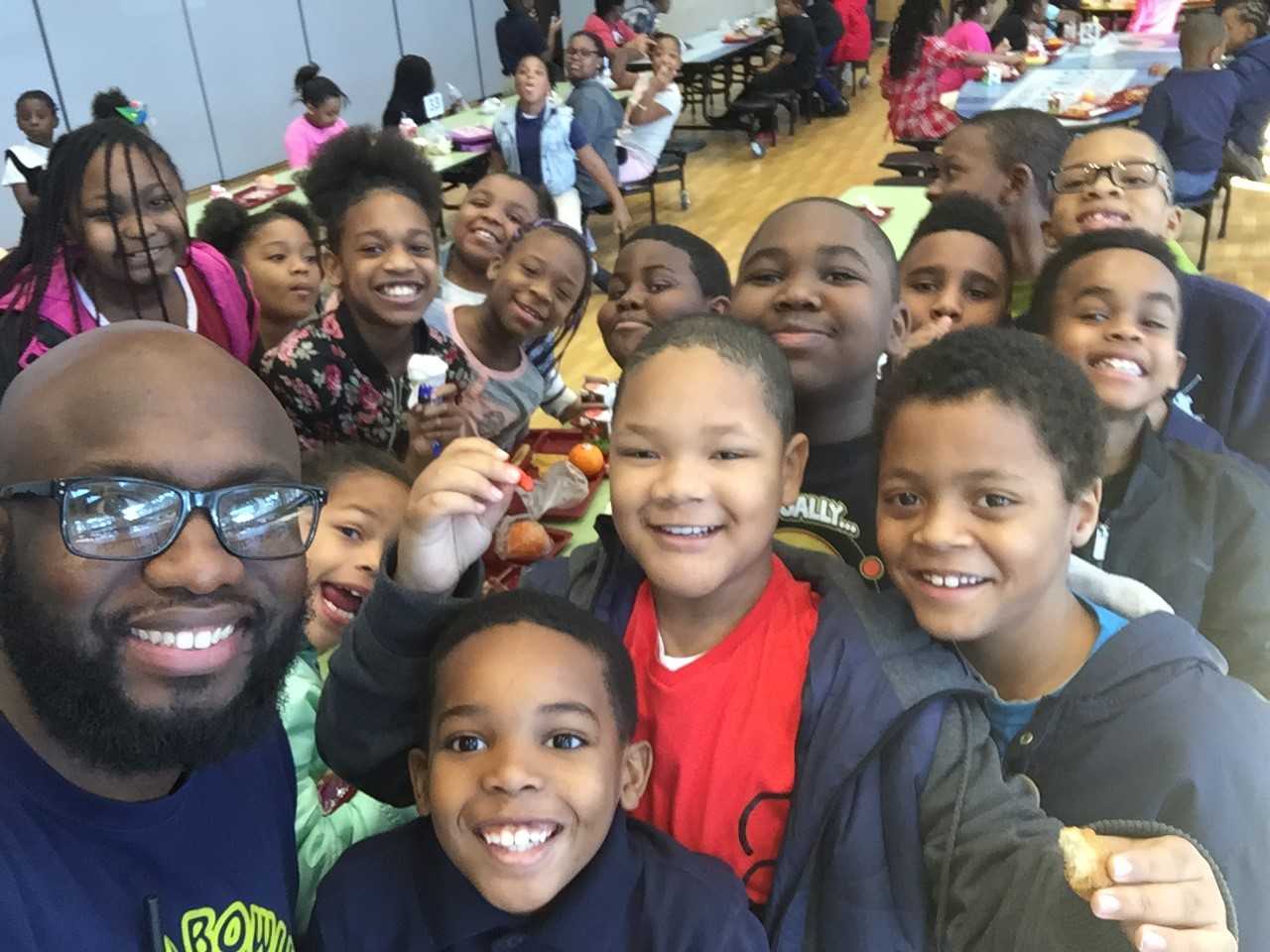 Students At Richard Bowling Elementary School Posing With Their Chief Instructional Leader