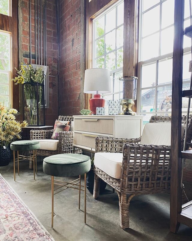 Add some rattan to your space with these cool chairs!! Cushions, great shape, texture... shoplocal @blackchalkhomeandlaundry #fredericksburgtx #visitfbgtx #shopsmallbusiness #eclecticdecor #interiors #interiordesign #loveyourhome
