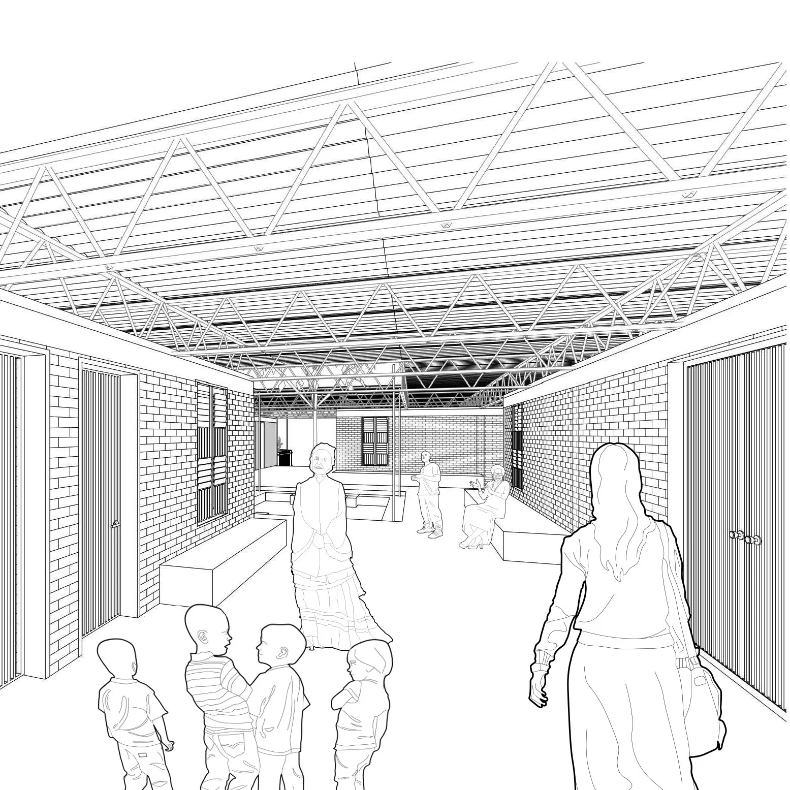 Planning Level information - Proposed corridor view of the Modular School entrance