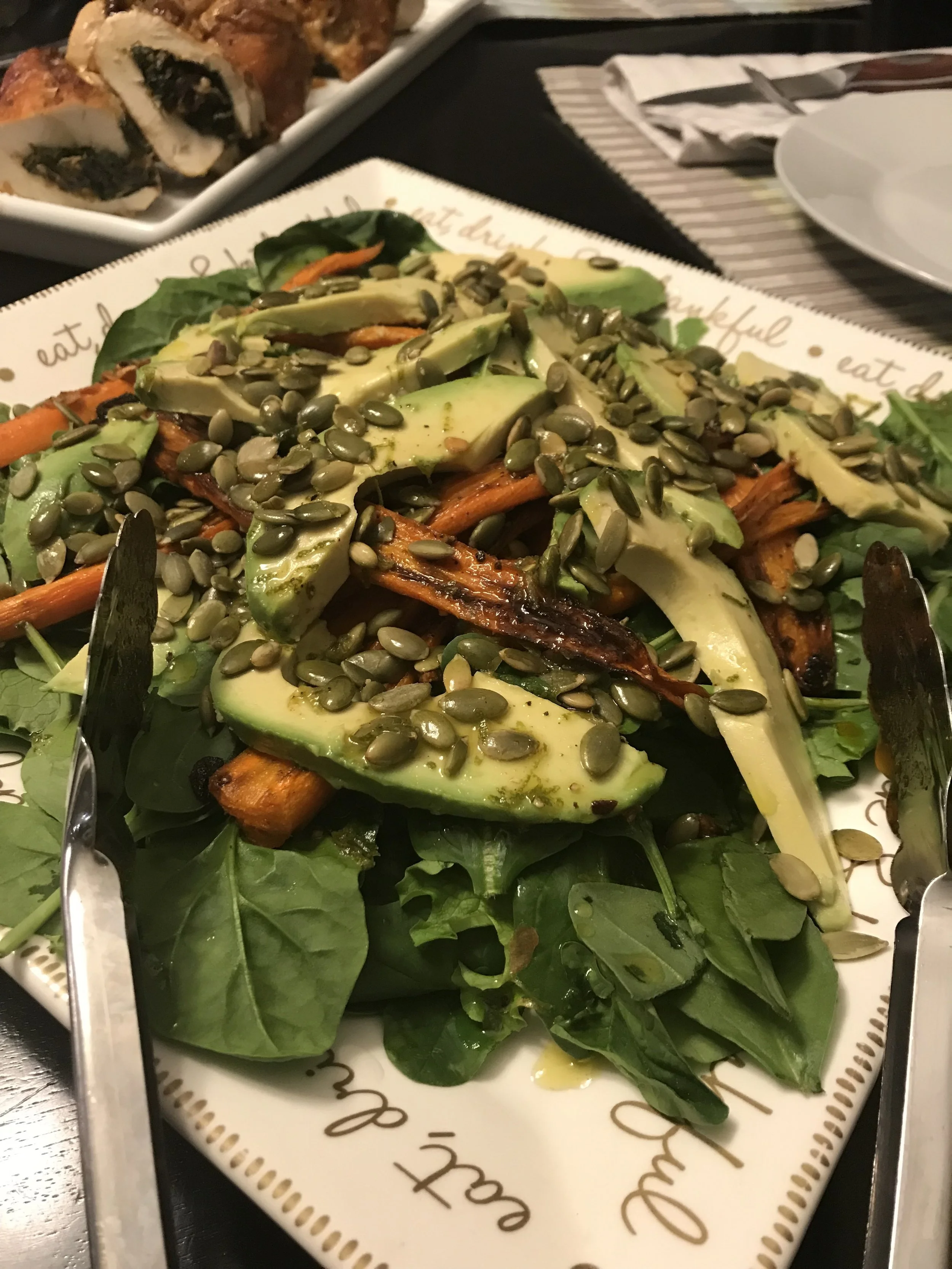 Roasted Carrot and Avocado Salad with Lime Dressing