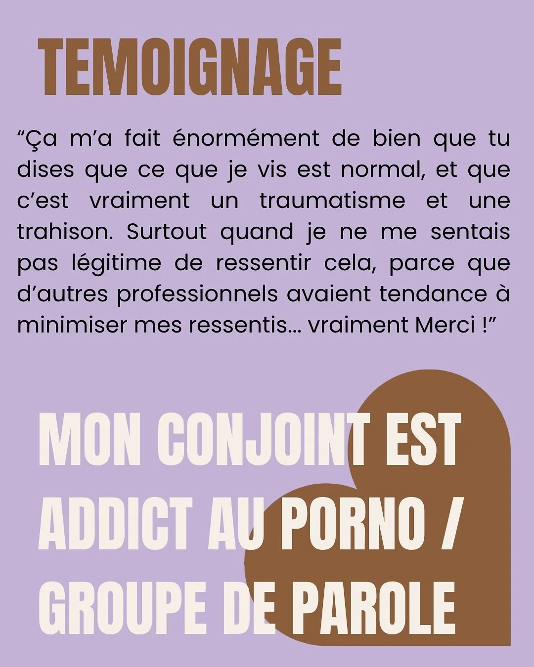🕊️ T&eacute;moignage re&ccedil;u &agrave; la fin de la 2ᵉ s&eacute;ance de mon groupe de parole aujourd&rsquo;hui (nouveau cycle en cours)
 &laquo; &Ccedil;a m&rsquo;a fait &eacute;norm&eacute;ment de bien que tu dises que ce que je vis est normal, 
