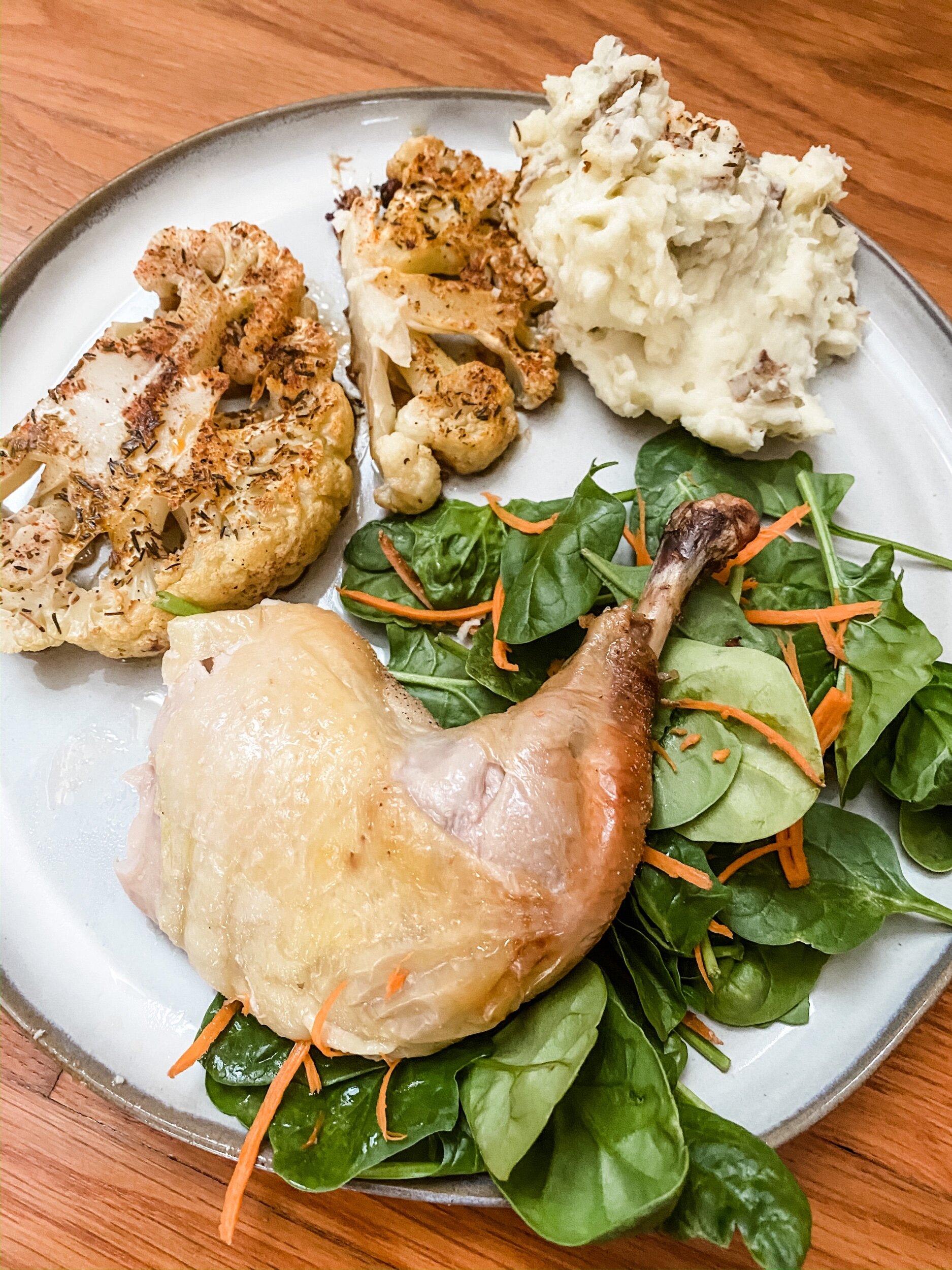 Lemon roasted chicken and cauliflower