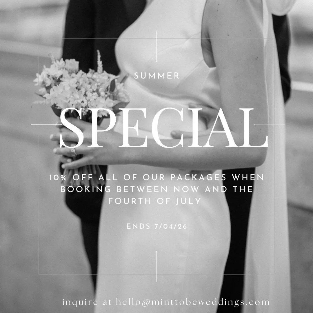 So excited to share our summer special! 

Between now and July 4th enjoy 10% off any of our packages! Email us at hello@minttobeweddings.com or visit our website at the link in our bio! We can&rsquo;t wait get started planning your big day 🤍 

&bull