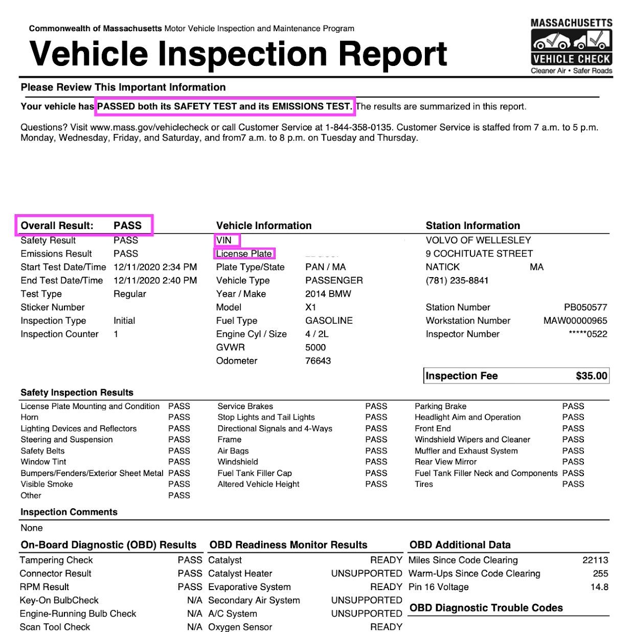 Find and Print Your Vehicle Inspection Report