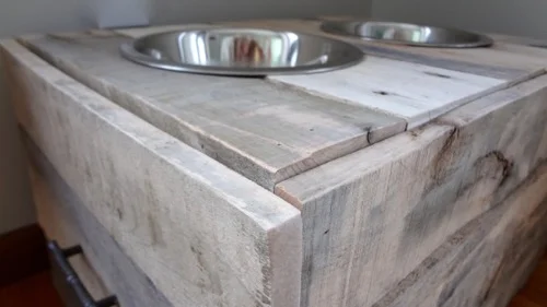 Rustic Dog Bowl Stand Food Storage 1