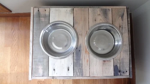 Rustic Dog Bowl Stand Food Storage 2