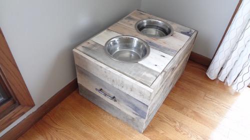 Pallet Wood Dog Bowl Stand Food, Wooden Elevated Dog Bowls With Storage