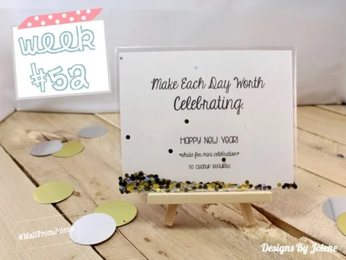 52 Weeks Of Mail- Week 52 Feature Photo | New Year Confetti Postcard