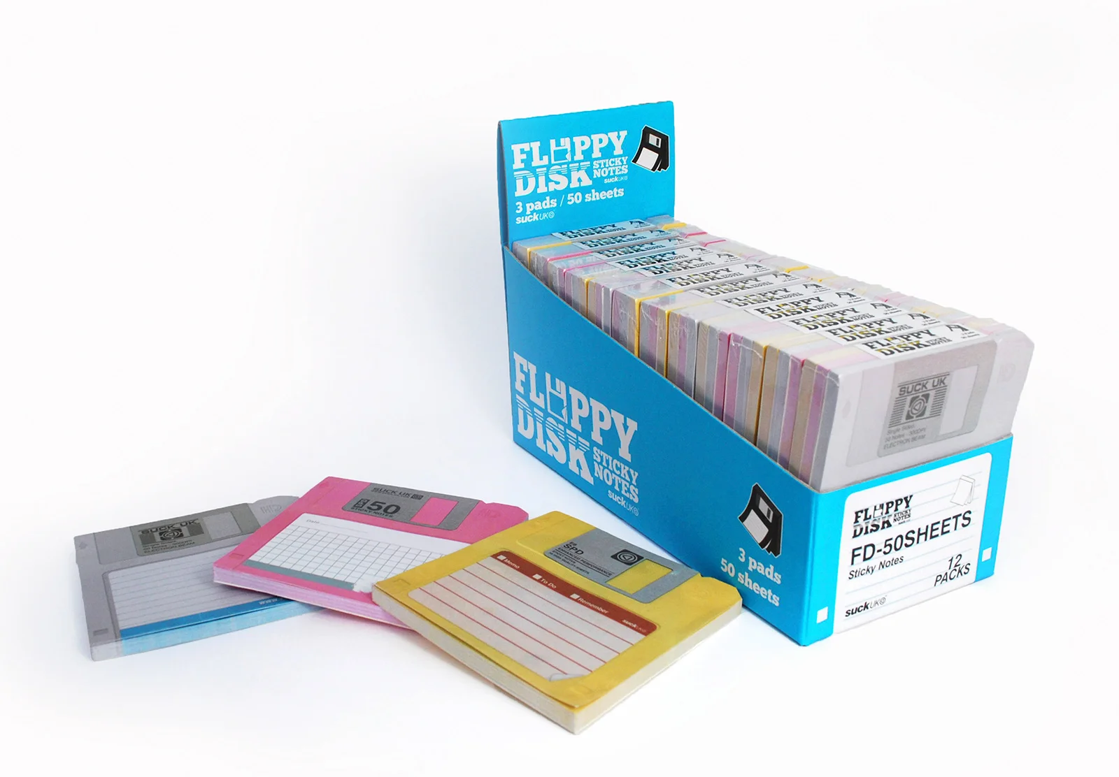 A pack of 3 sticky note pads, perfectly replicating the original 3.5" floppy disks of the 80's and 90's. If it can't fit on a Floppy Disk Note, it's not worth remembering!